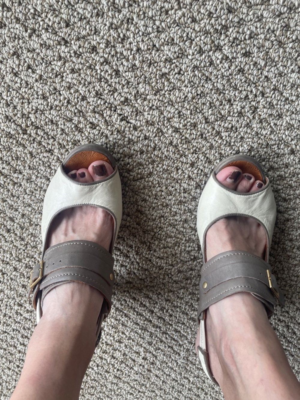 Women's Beige and Taupe Peep-Toe Slingback Heels